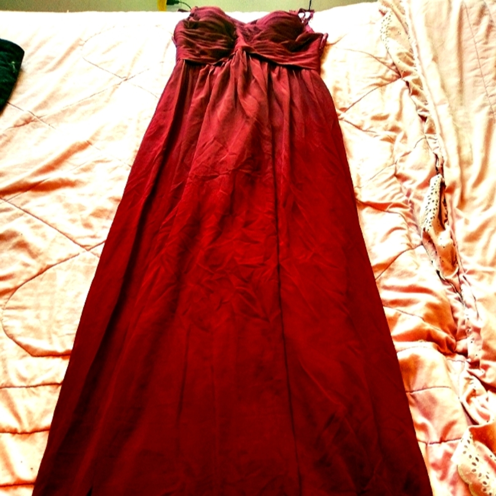Azazie long red dress